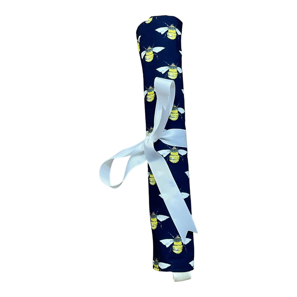 Straight knitting needle case with Bees, bugs needle roll, storage case, knitting accessories, knitters gift,needle organiser