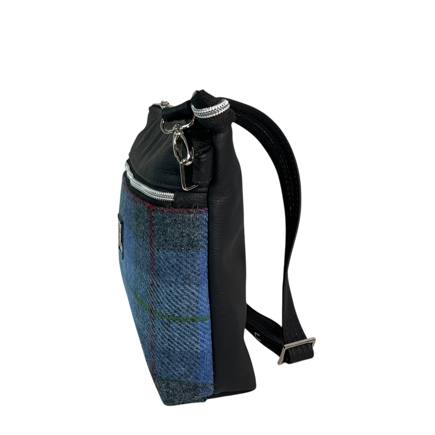 Handbag in genuine leather and Harris tweed