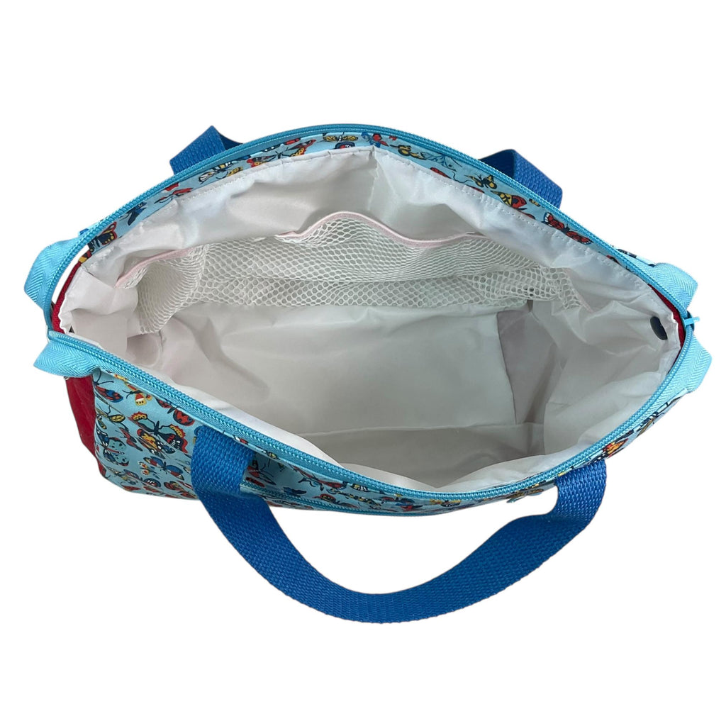 large toiletries bag made from  Liberty fabric, with handles and pockets in and outside, butterfly Waterproof lined, wash pouch, ladies gift