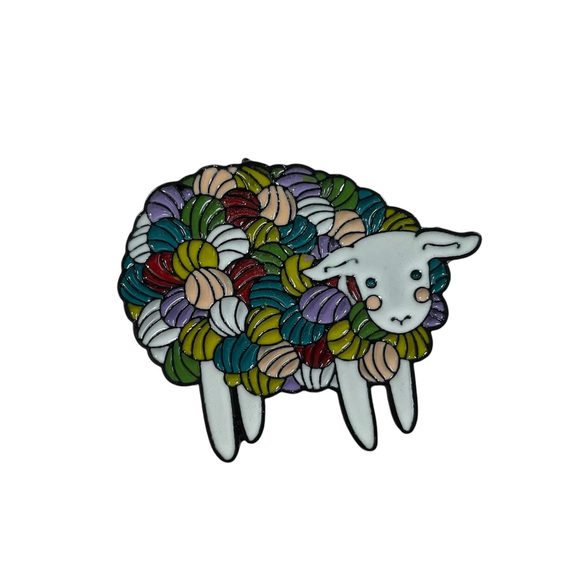 Knitting & Crochet Pin: Rainbow Sheep, Yarn Project Brooch