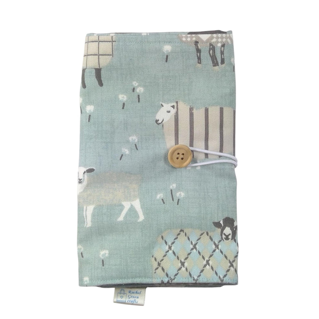 Circular knitting needle case with blue sheep,  fixed circular wallet,  sock needles storage pouch, knitters gift
