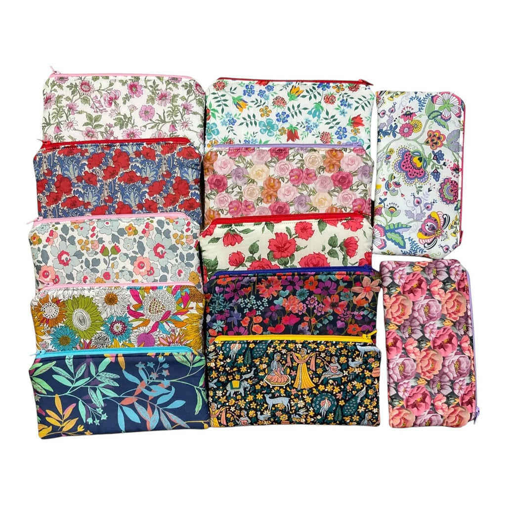 Liberty fabric floral zip case, small makeup pouch, pencil case, phone case, notions holder, handbag sunglasses holder, privacy pouch