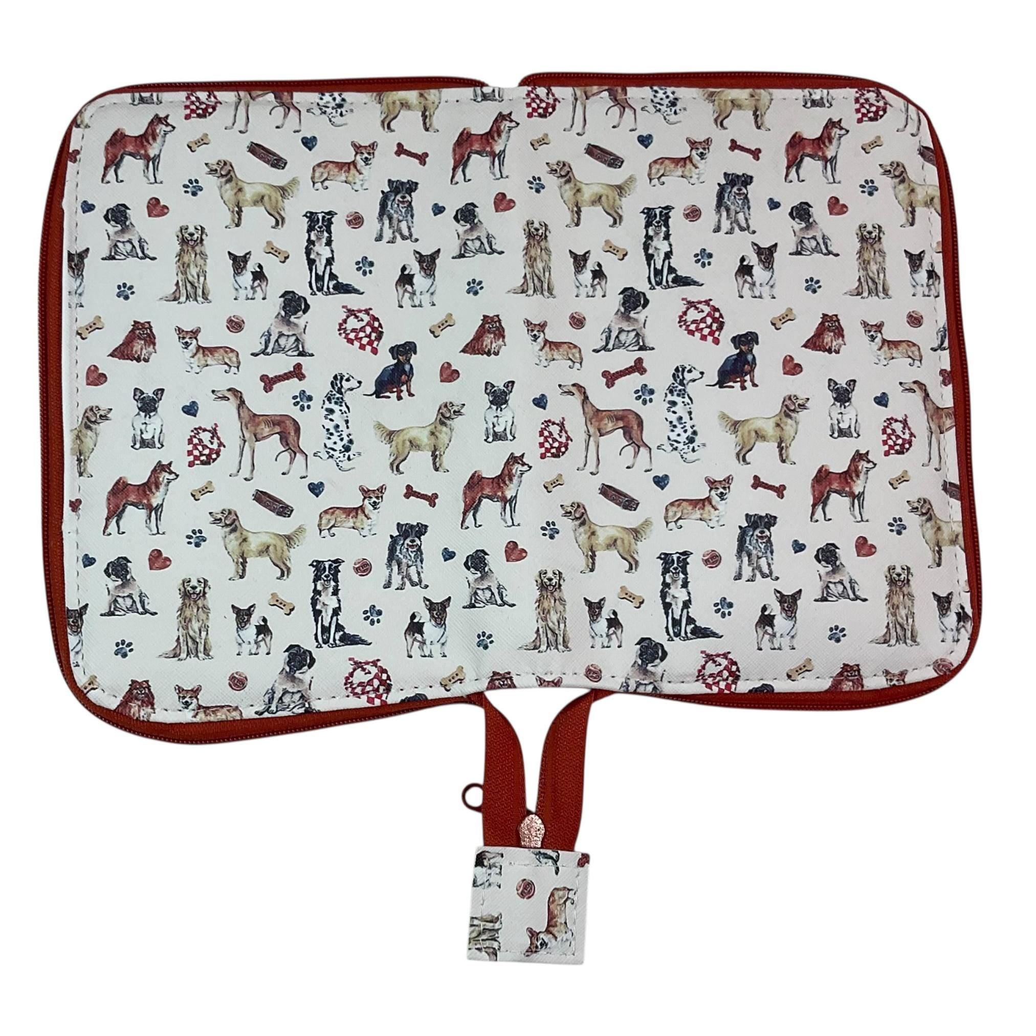 Interchangeable knitting needle case with dogs , pet lover addi case, chiagoo wallet, knit pro organiser pouch, hiya hiya case,