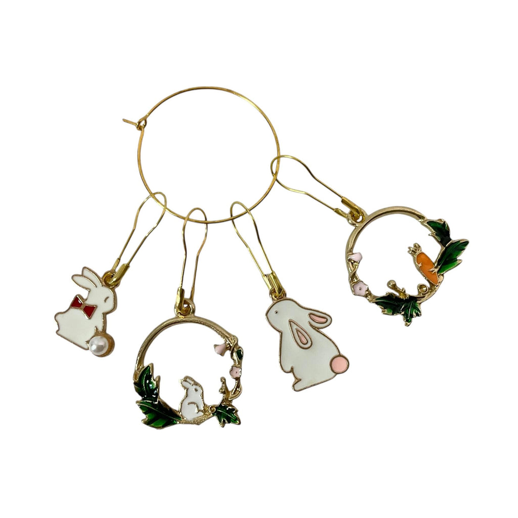 Rabbit stitch markers , enamelled colourful crochet bunny progress charm, knitting markers, lace markers, knitters gift, place keeper