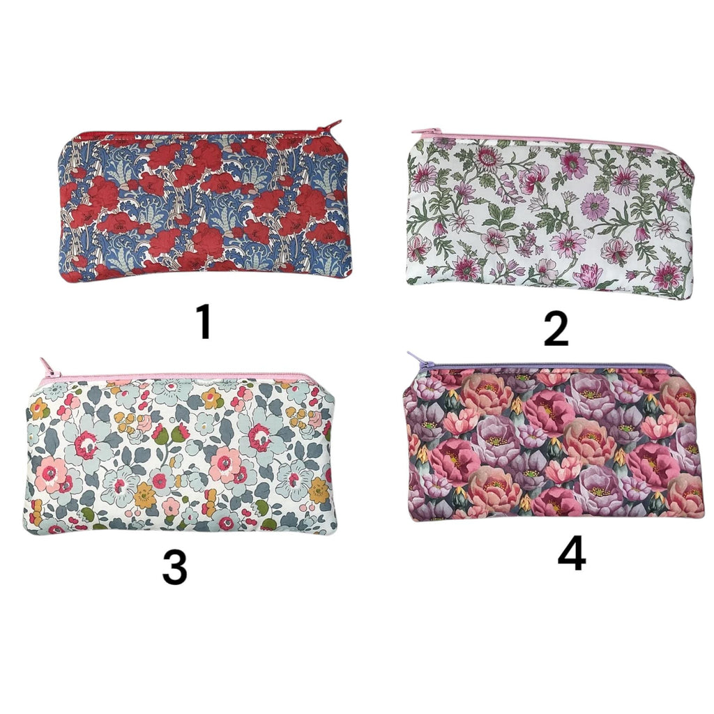 Liberty fabric floral zip case, small makeup pouch, pencil case, phone case, notions holder, handbag sunglasses holder, privacy pouch