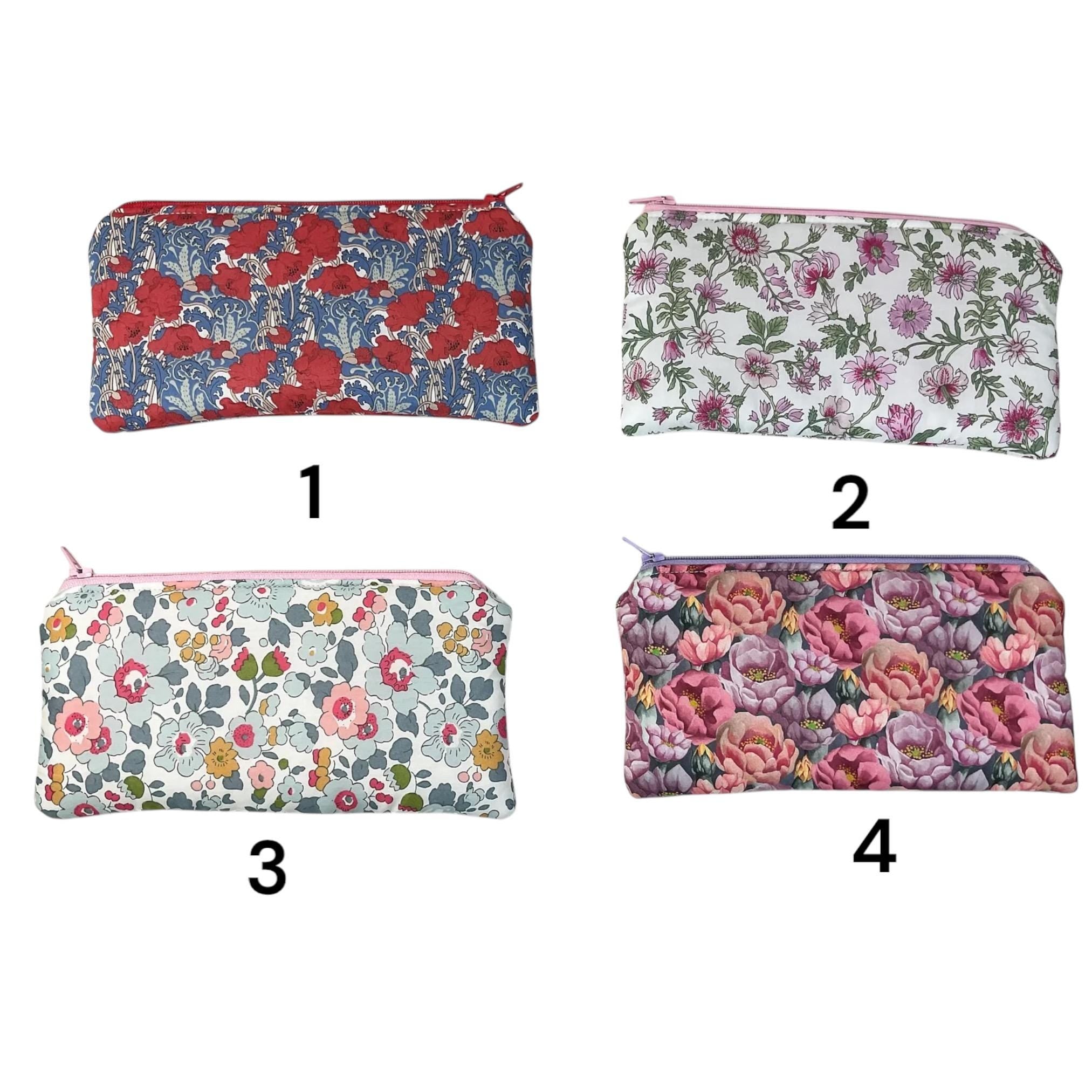 Liberty fabric floral zip case, small makeup pouch, pencil case, phone case, notions holder, handbag sunglasses holder, privacy pouch