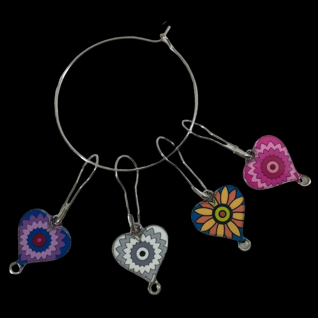 Heart Stitch Markers: Enamelled Knitting Crochet Charms (Set of 4)