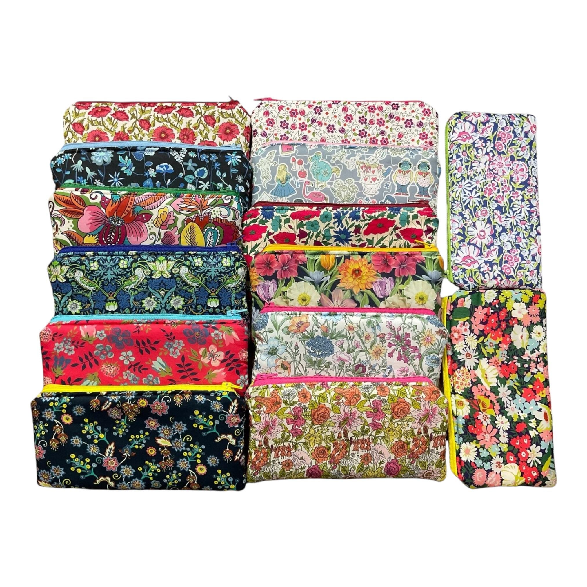 Liberty fabric floral zip case, small makeup pouch, pencil case, phone case, notions holder, handbag organiser, sunglasses holder, privacy