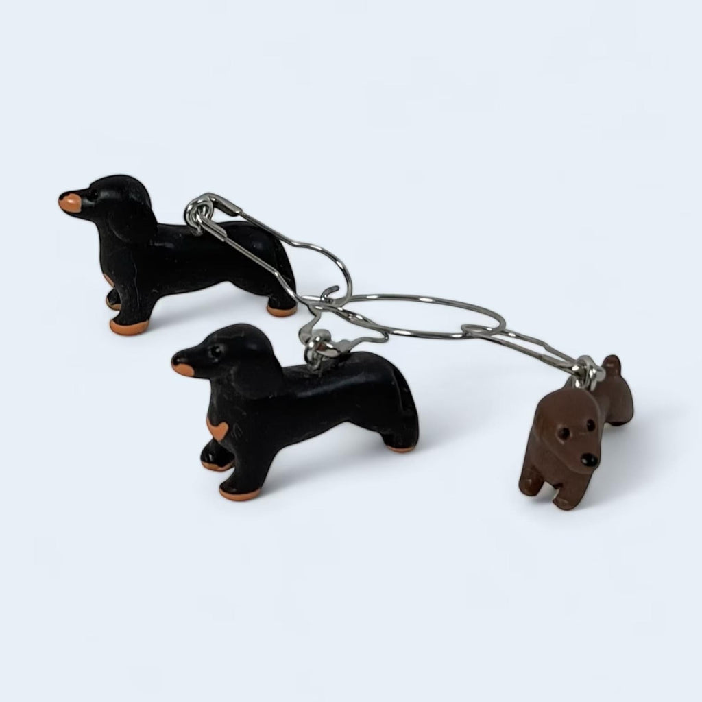 Dog Stitch markers for knitting and crochet, 3D daschund progress charms, sausage dog crochet lace markers, knitters gift , place keeper