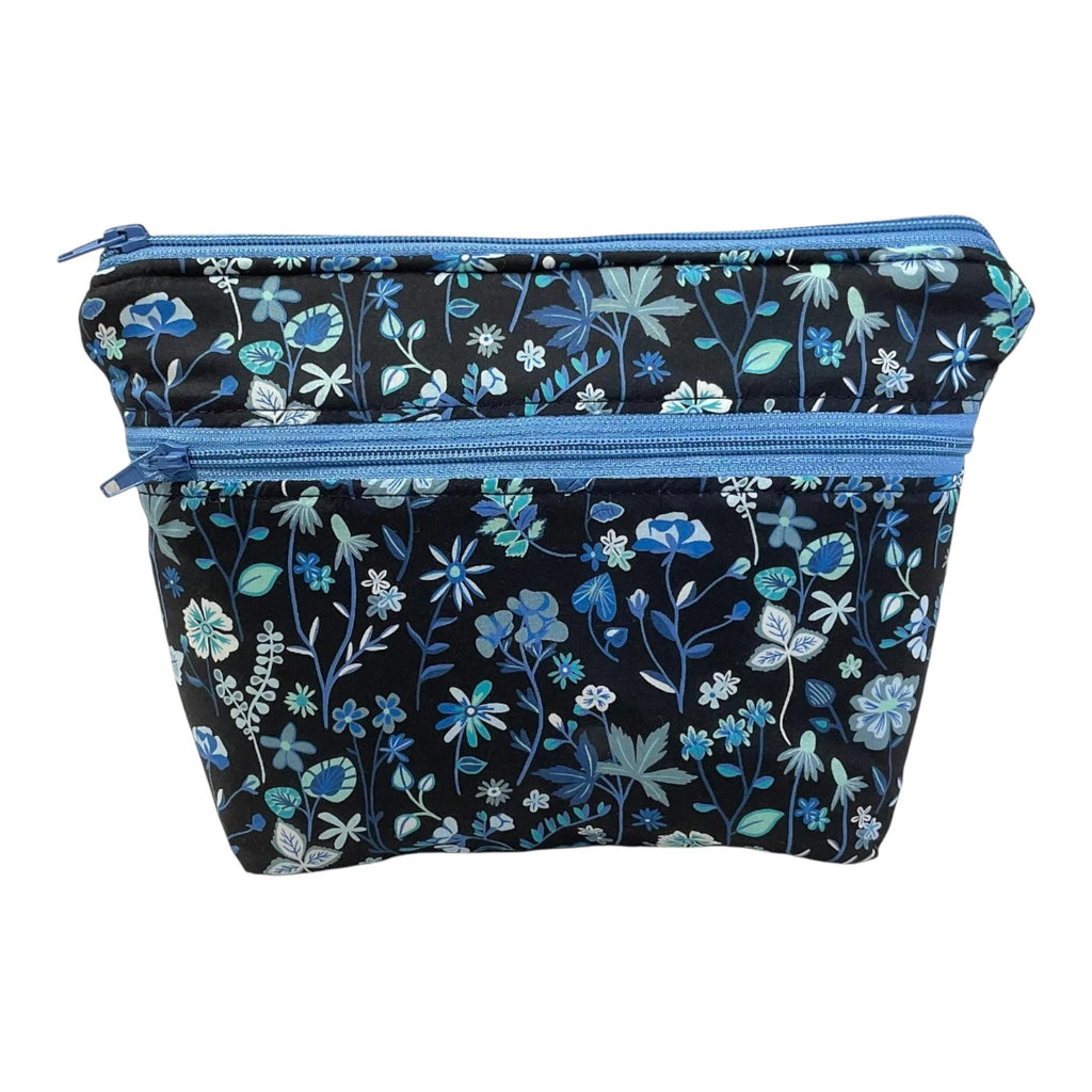 Cosmetics bag in floral Liberty fabric with 2 pockets,  makeup pouch, water resistant case, notions zipper pouch, ladies  gift
