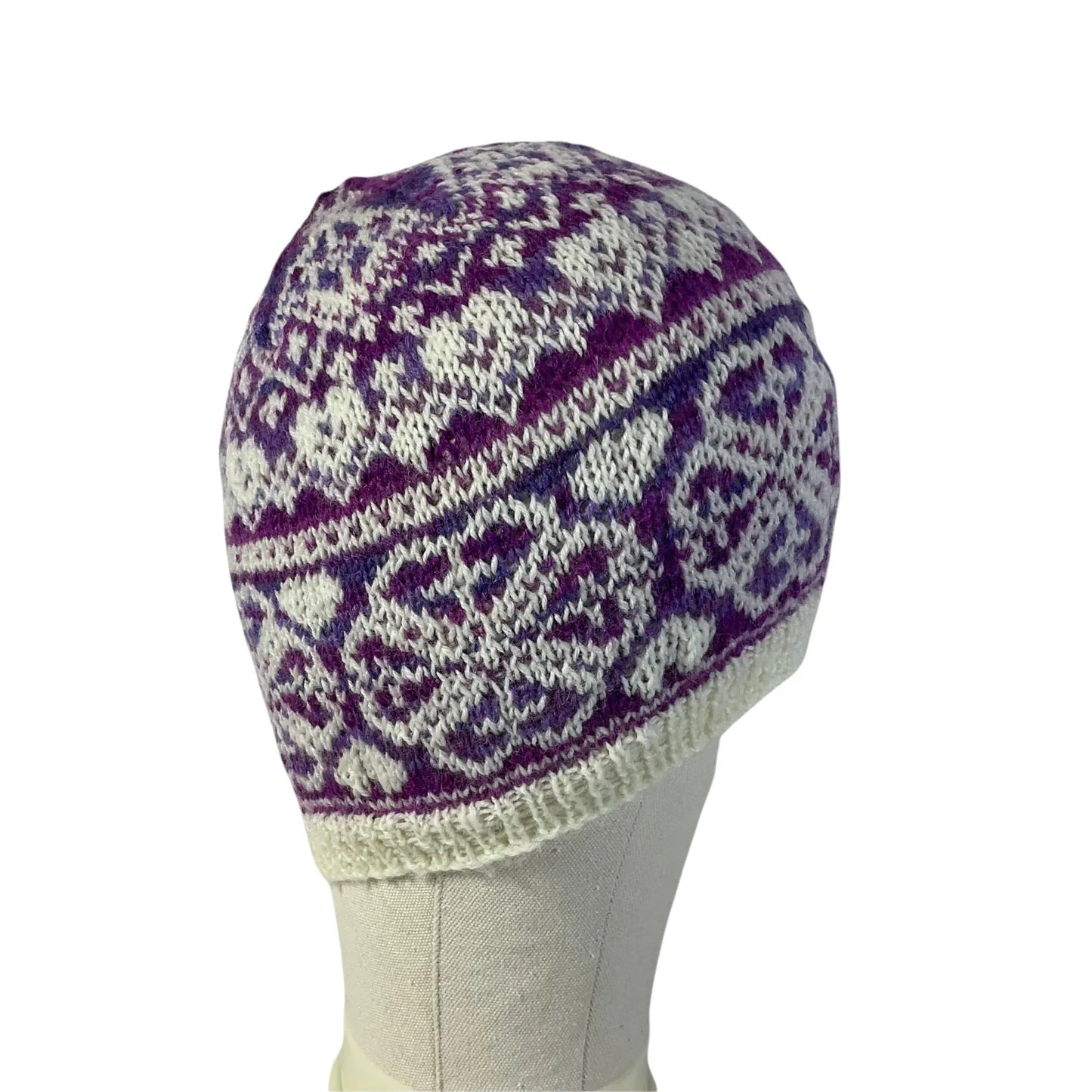 Floral Fairisle hand knitted hat,