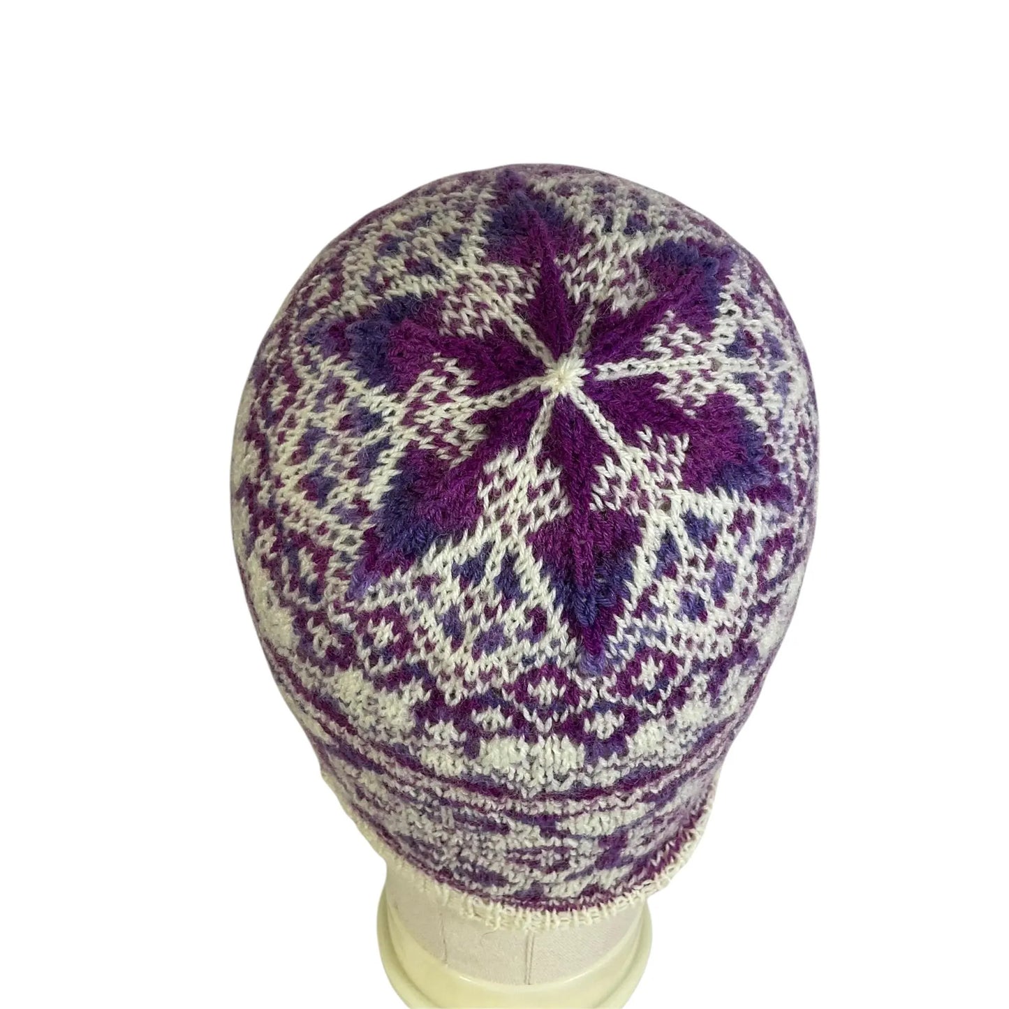 Floral Fairisle hand knitted hat,