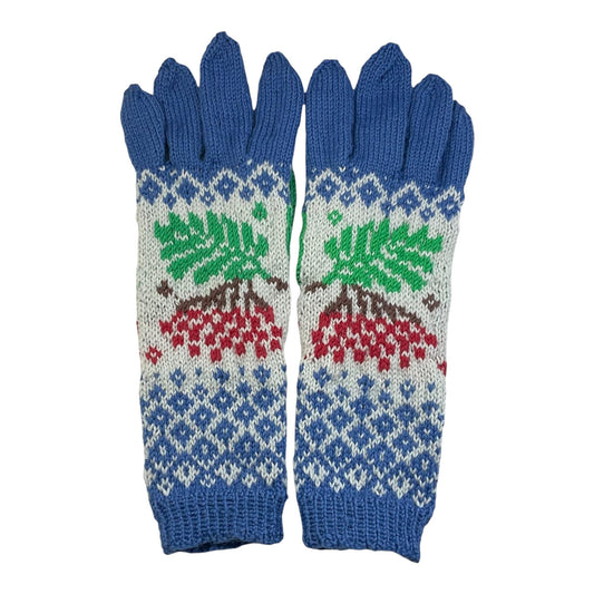 handknitted wool gloves with a Rowan pattern