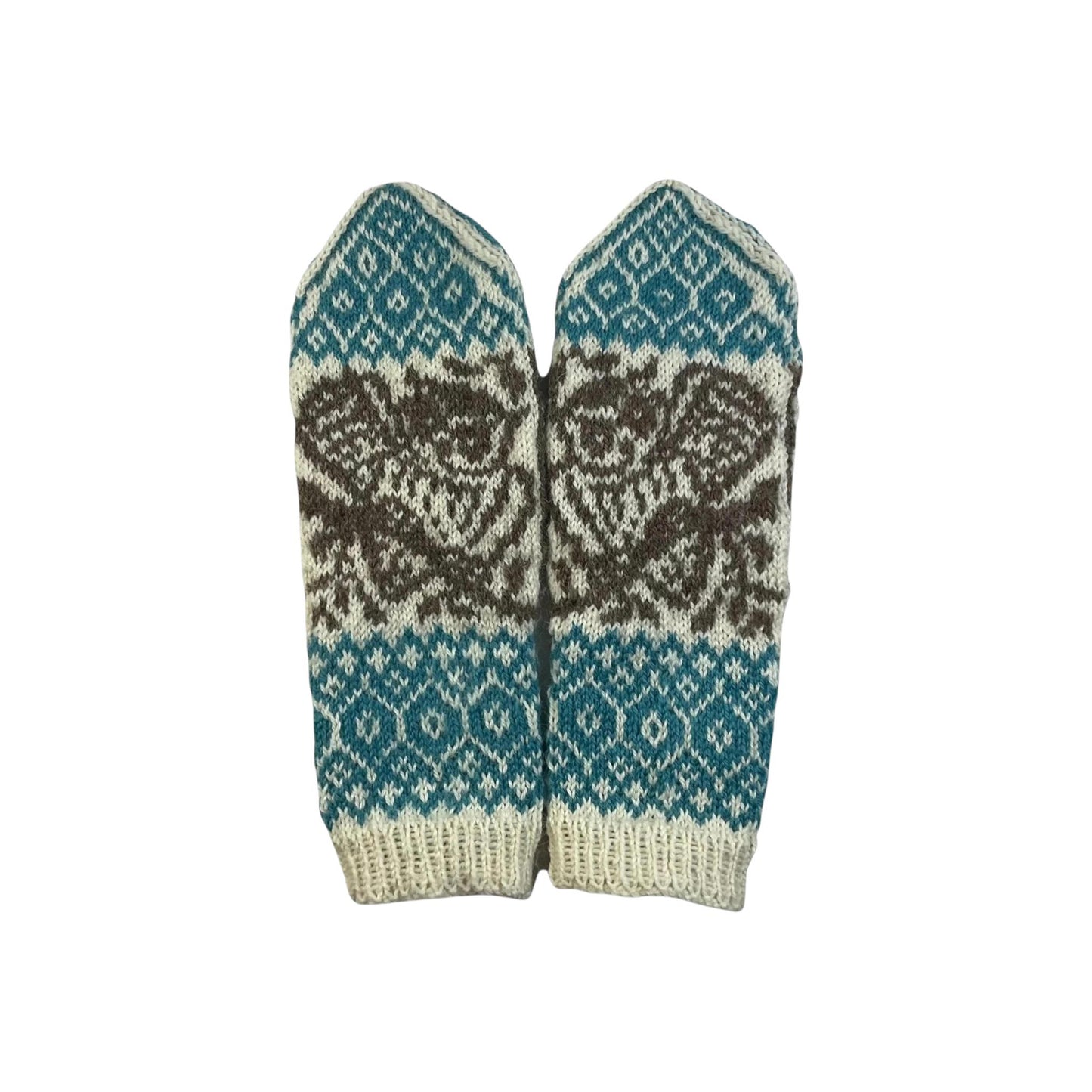handknitted wool owl mittens