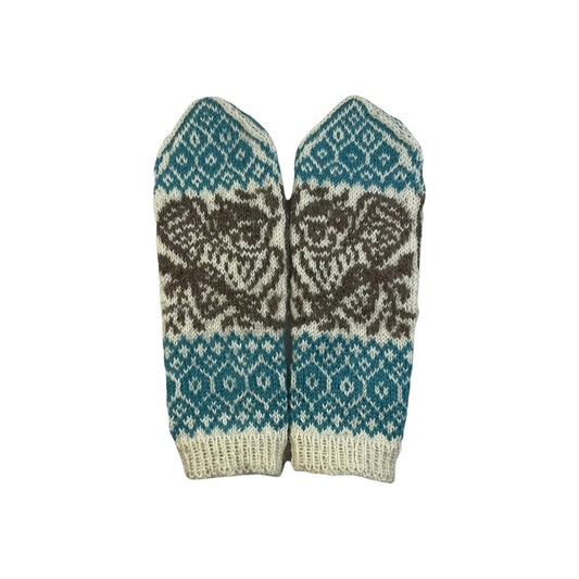 handknitted wool owl mittens