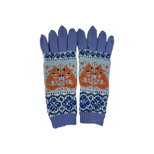 handknitted wool fox gloves