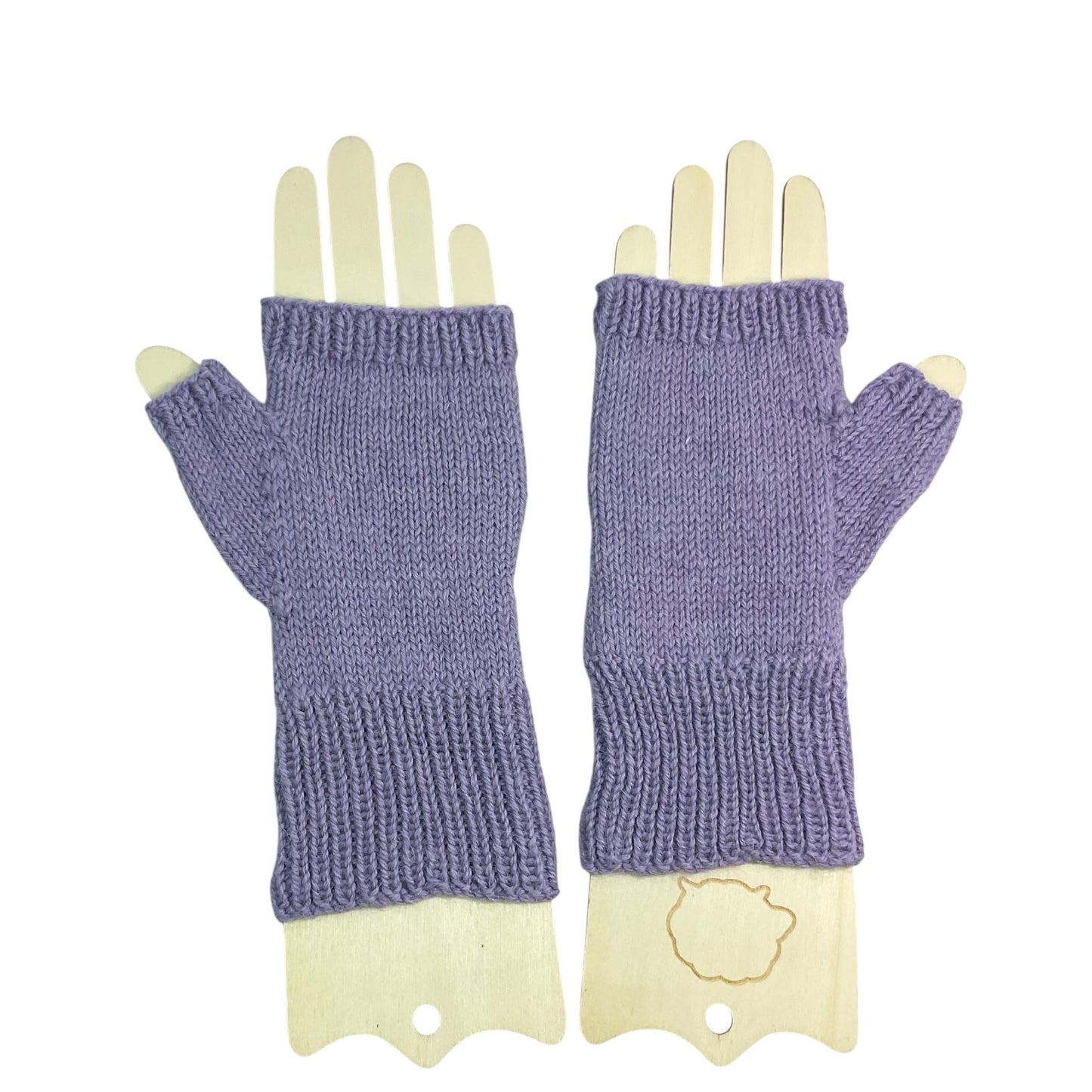 hand knitted owl motif fingerless gloves