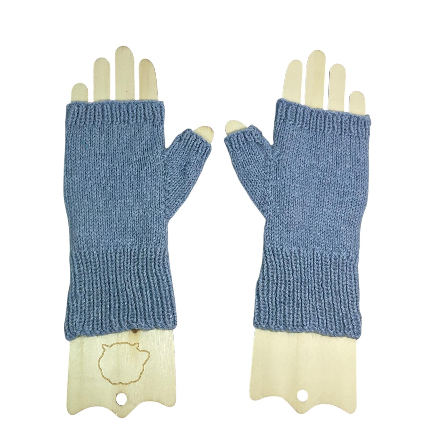 hand knitted owl motif fingerless gloves