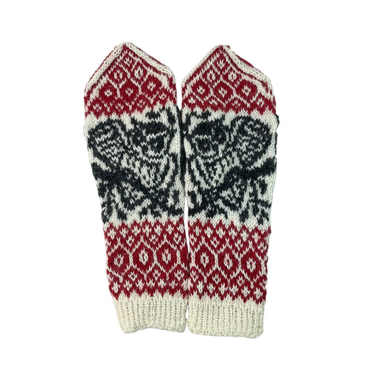 handknitted wool owl mittens