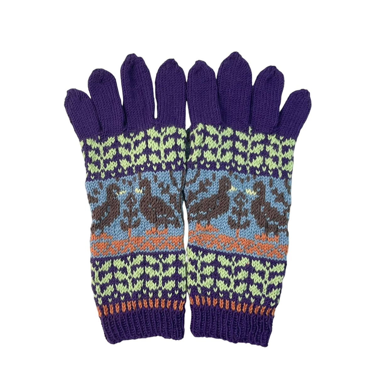 handknitted  pure wool duck gloves