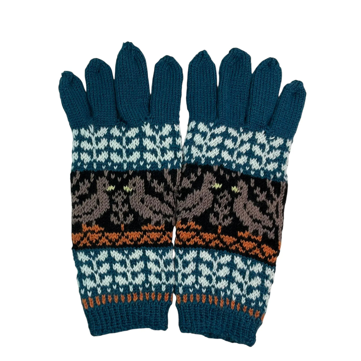 handknitted  pure wool duck gloves
