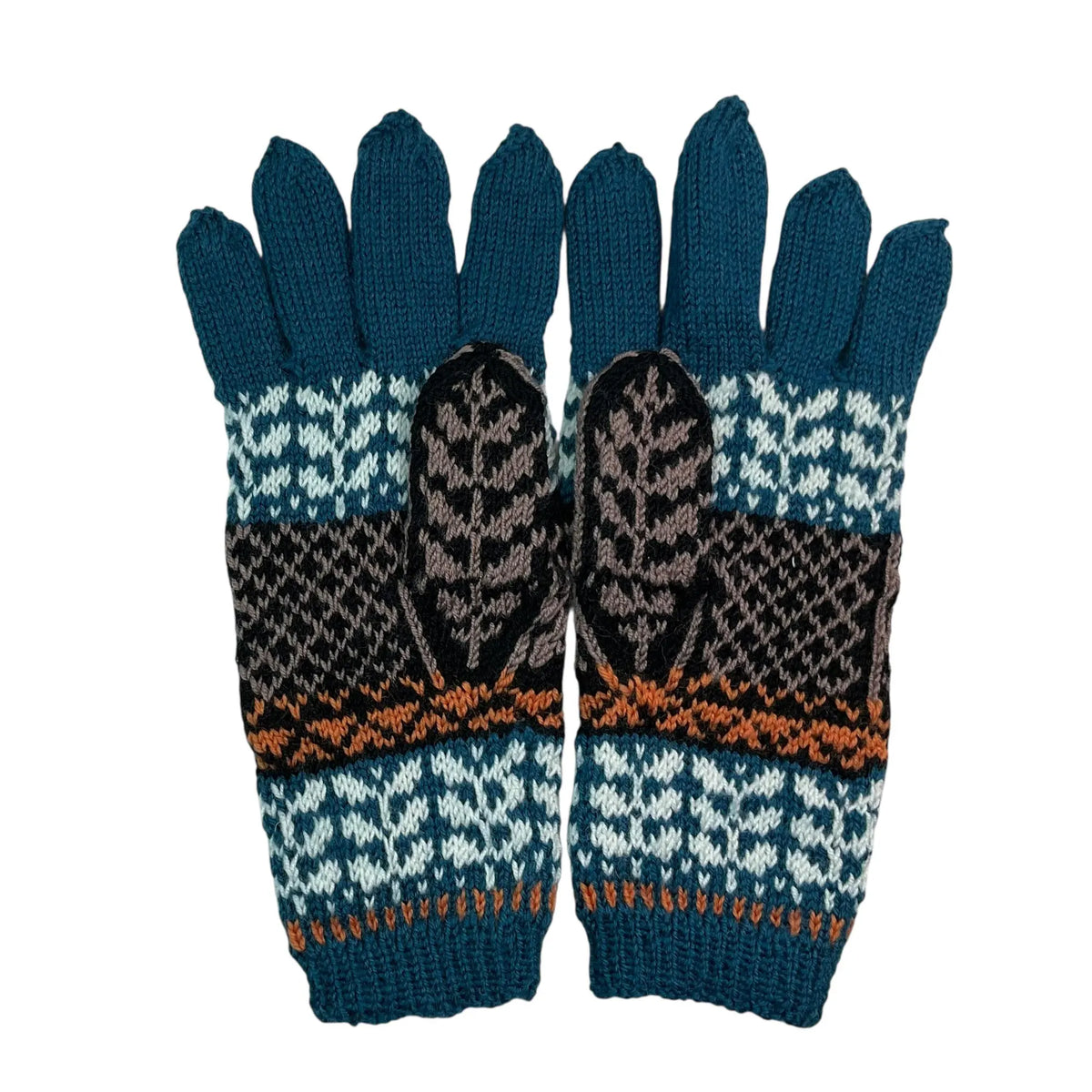 handknitted  pure wool duck gloves