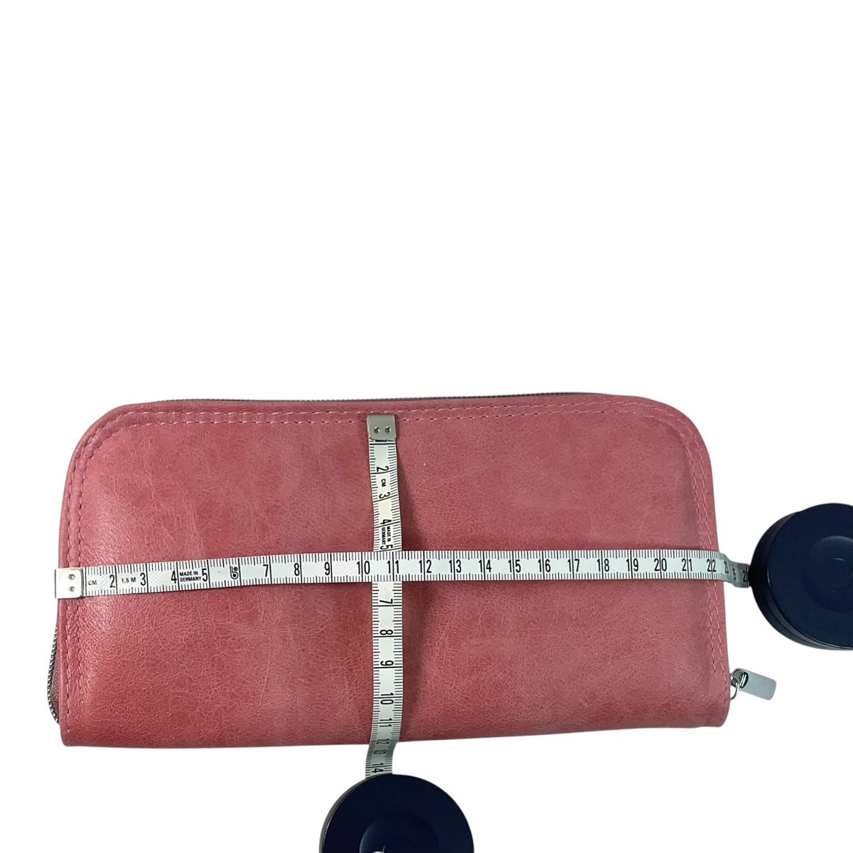 Wallet/ purse made from salmon colour genuine leather , full zip around