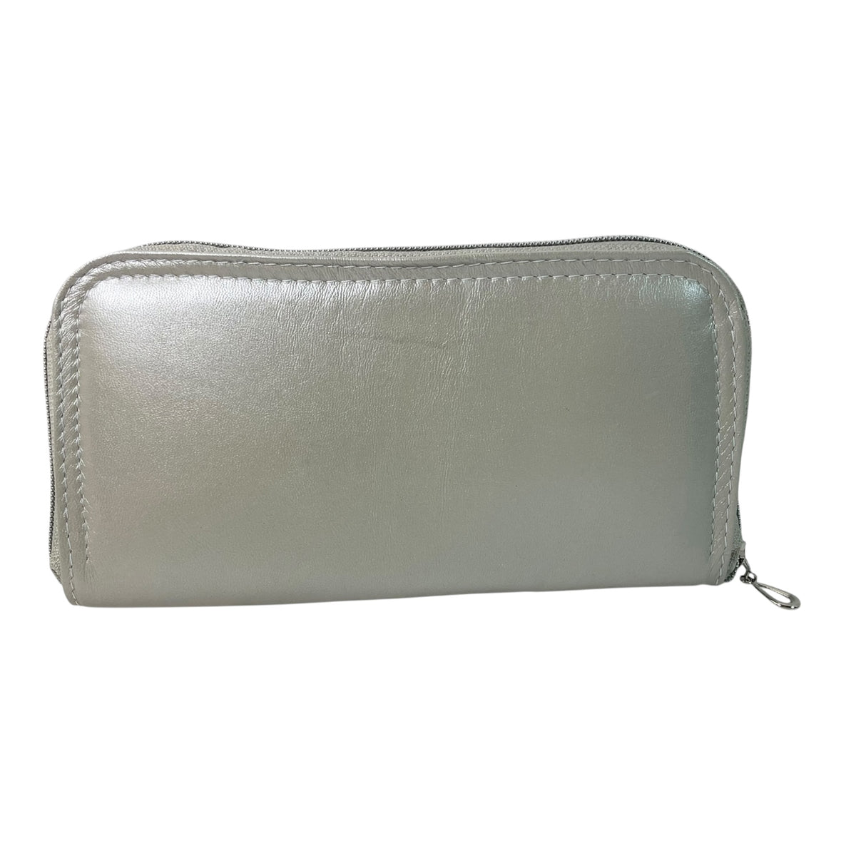 Wallet/ purse made from pearlised silver colour genuine leather , full zip around (Copy)