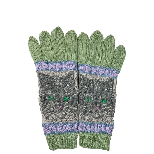 handknitted pure wool cat gloves