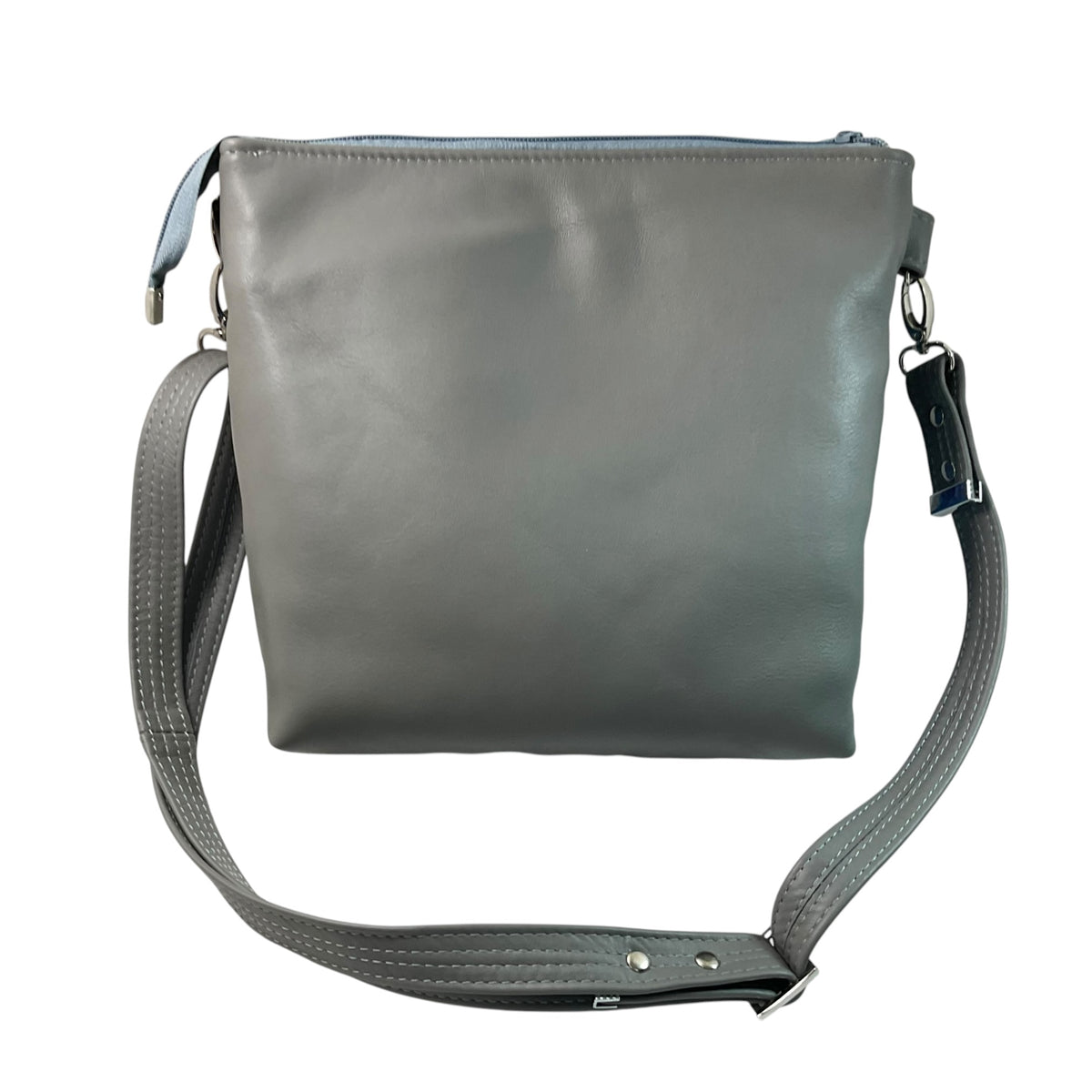 Handbag in genuine leather and blue tartan Harris tweed