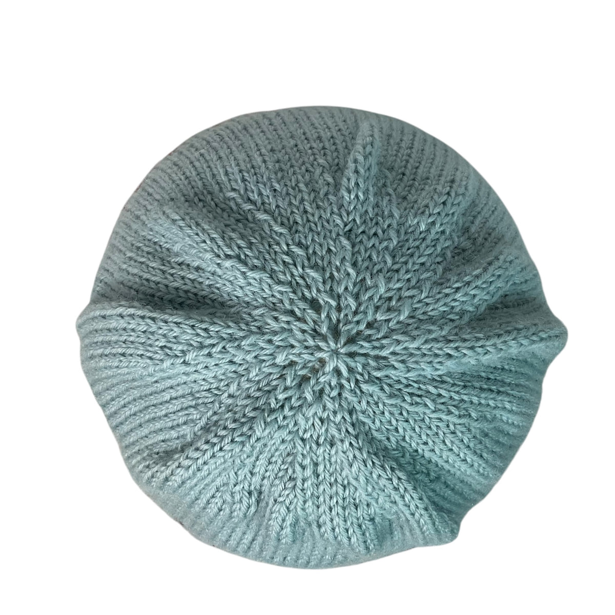 hand knit hat with sheep motif