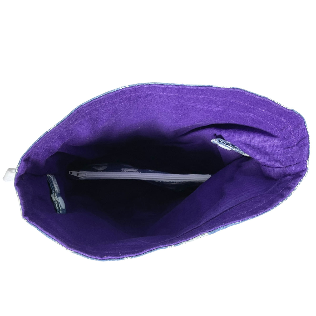 Knitting and crochet drawstring Two at a time project bag with butterfly print