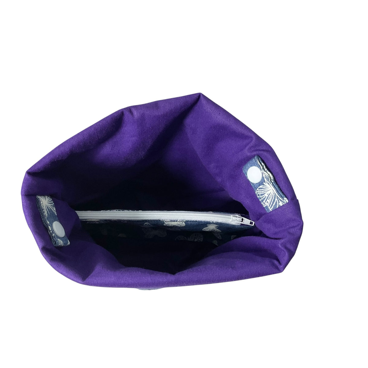 Knitting and crochet drawstring Two at a time project bag with butterfly print