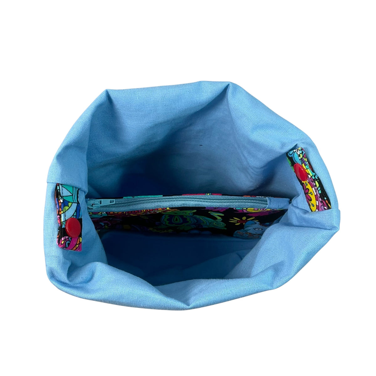 Knitting and crochet drawstring Two at a time project bag with cat print