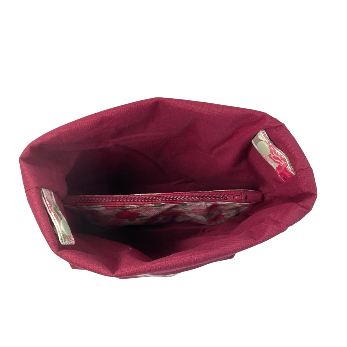 Two at a time drawstring knitting bag with floral print