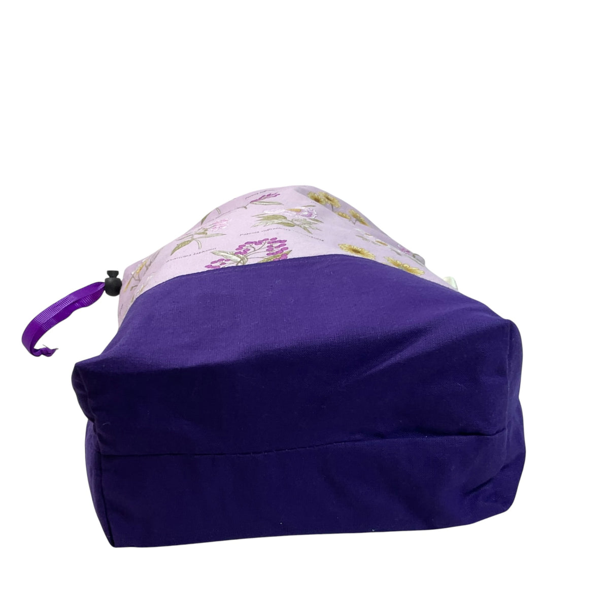 Two at a time drawstring knitting bag with floral print