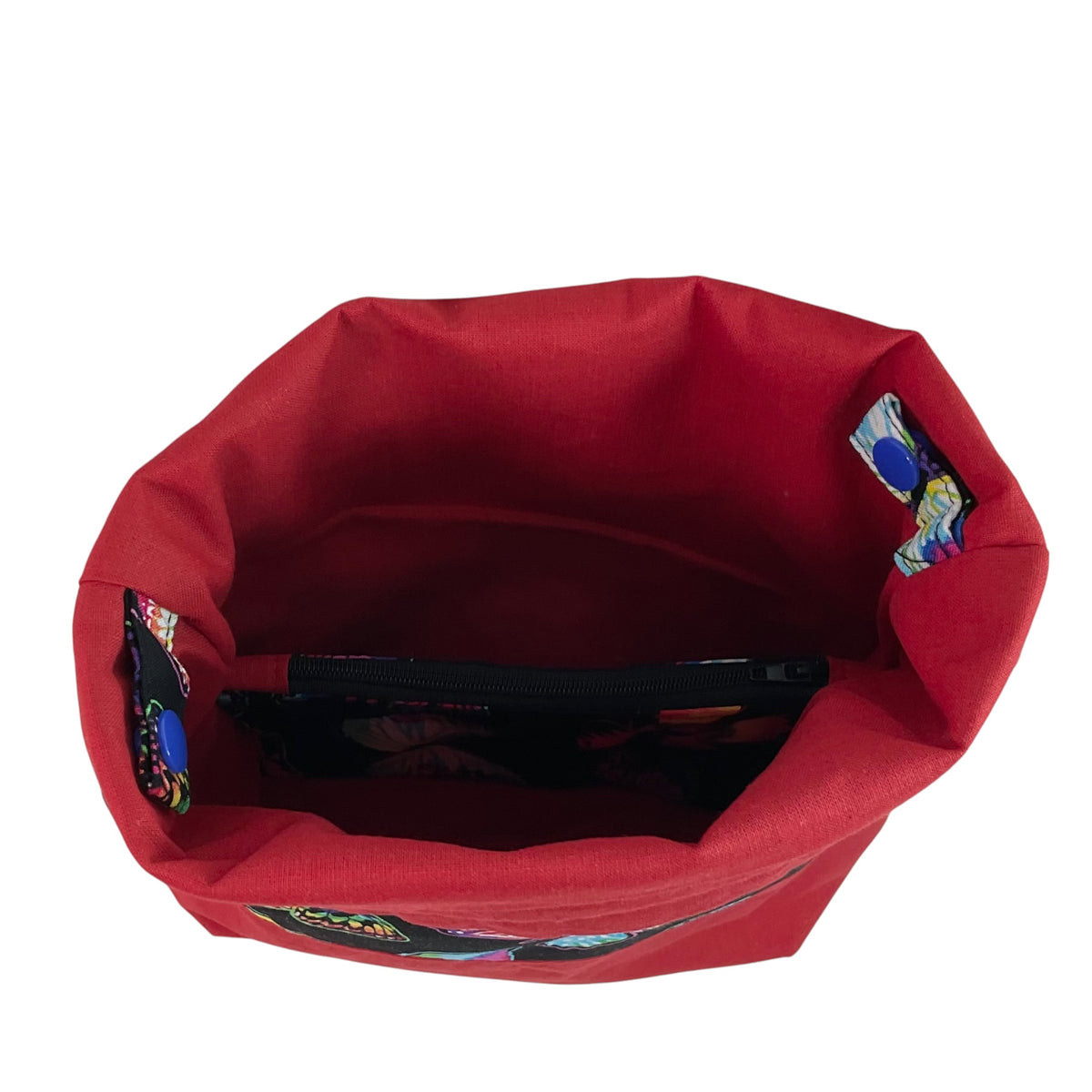Knitting and crochet drawstring Two at a time project bag with butterfly print