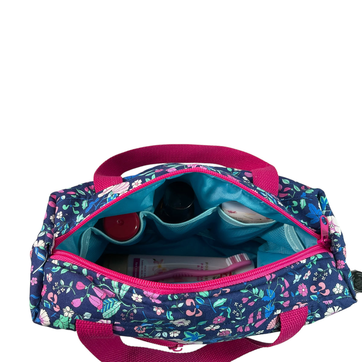 Liberty fabric large toiletries bag with handles and zip pocket