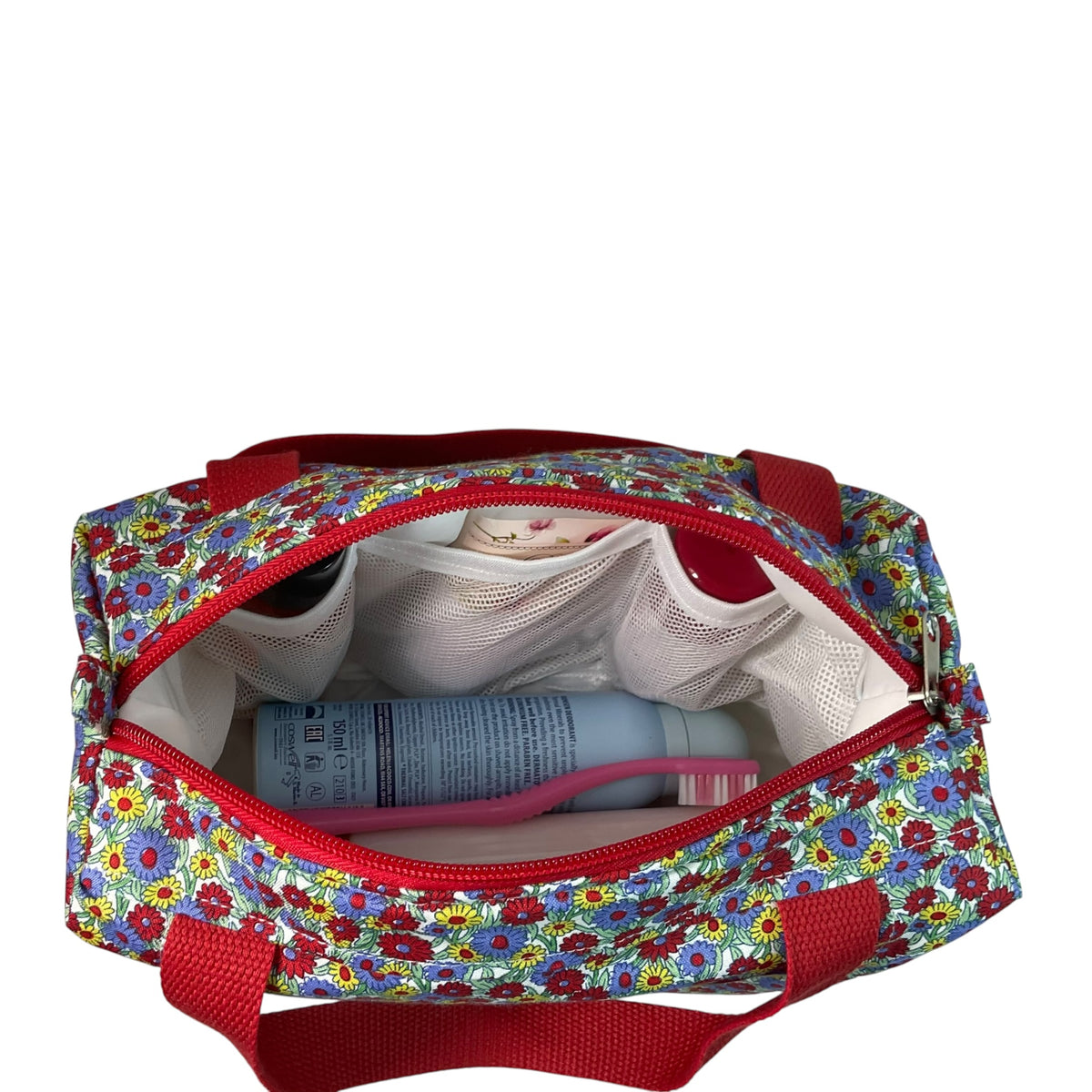 Liberty large toiletries bag with daisy floral print,  handles and zip pocket