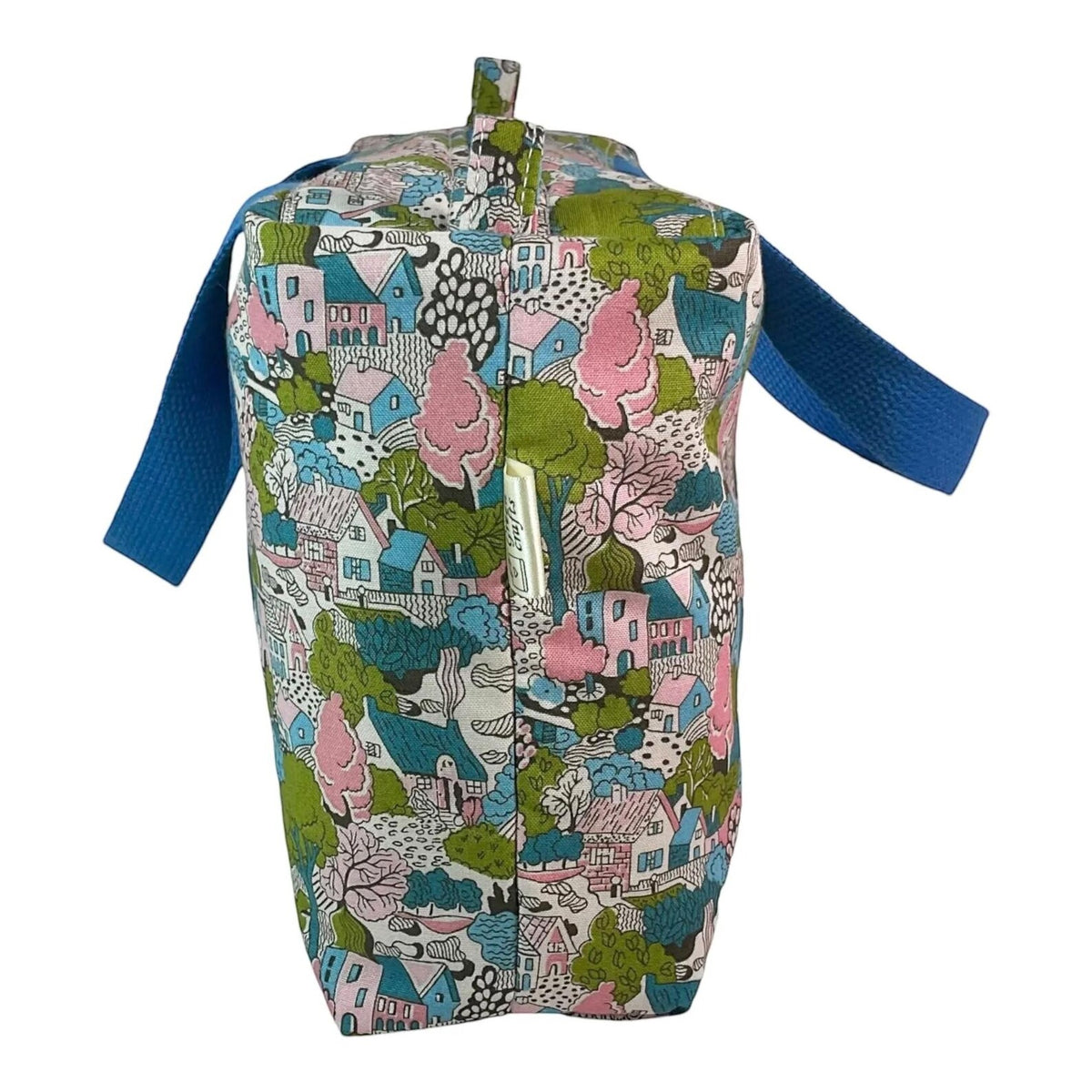 Liberty large pastel houses print toiletries bag with handles and zip pocket