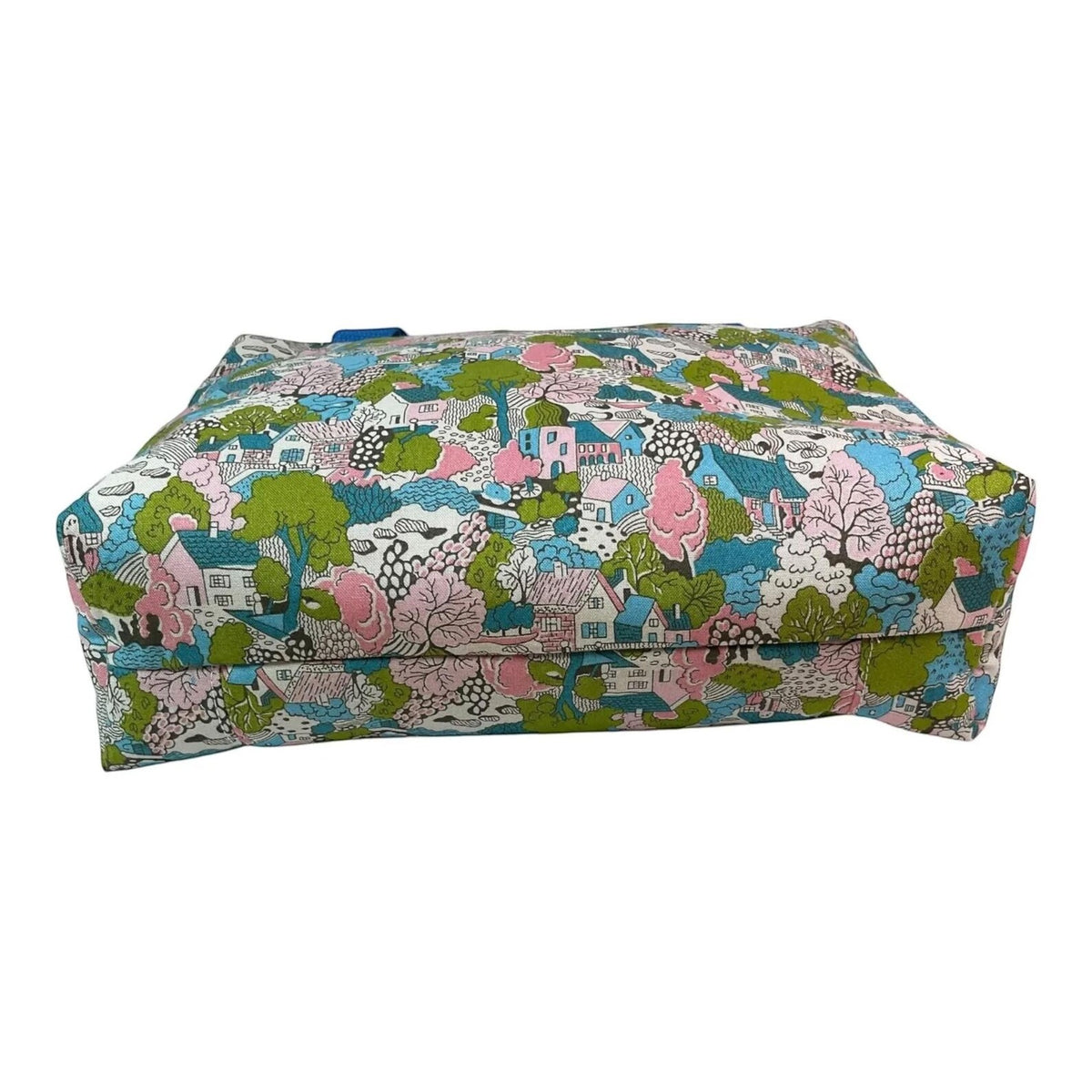 Liberty large pastel houses print toiletries bag with handles and zip pocket