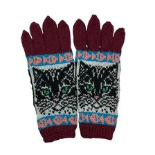 handknitted pure wool cat gloves