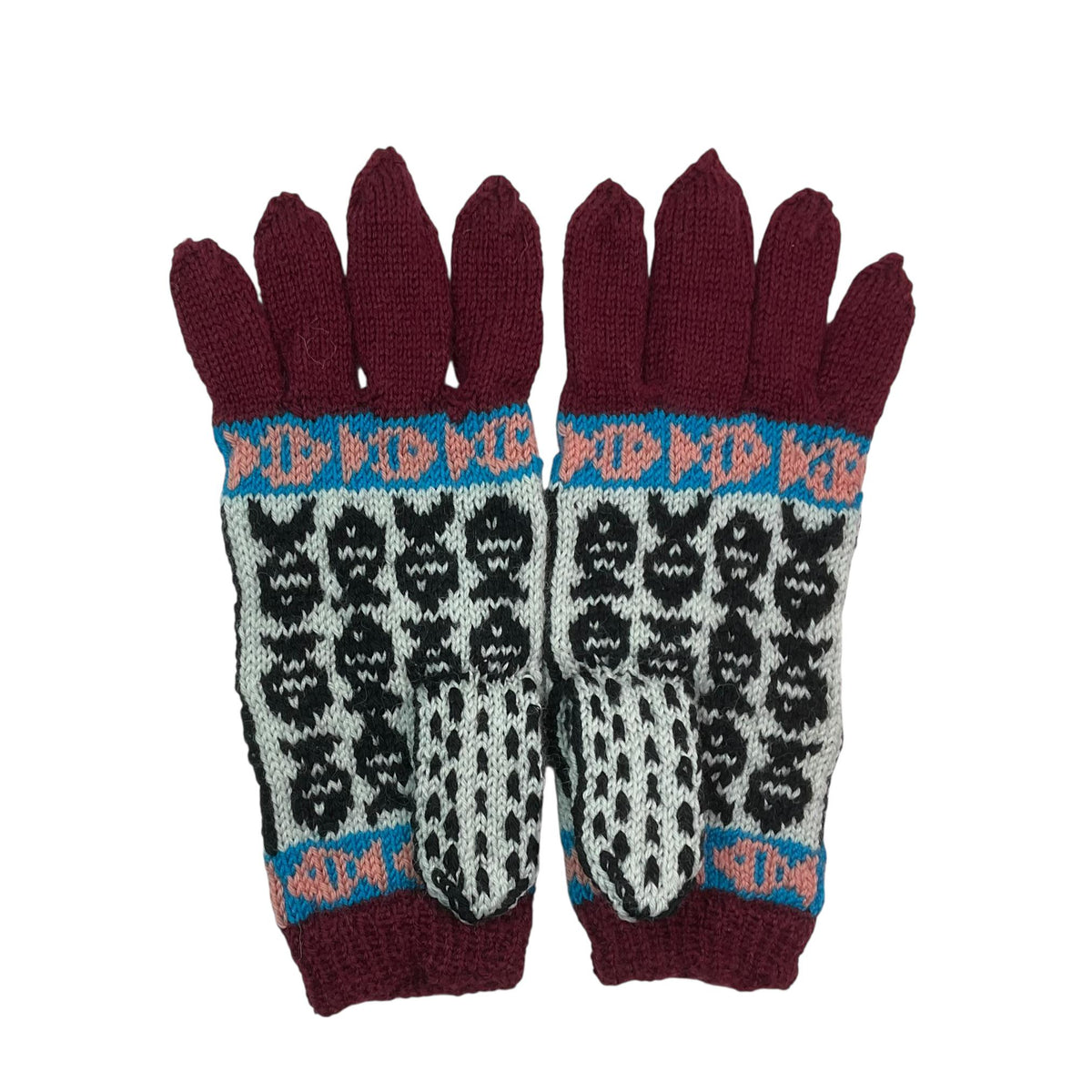 handknitted pure wool cat gloves