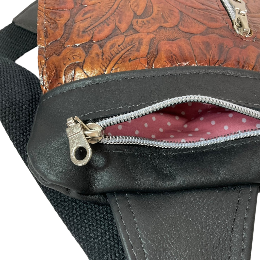 Handmade Leather floral sling Bag for Women