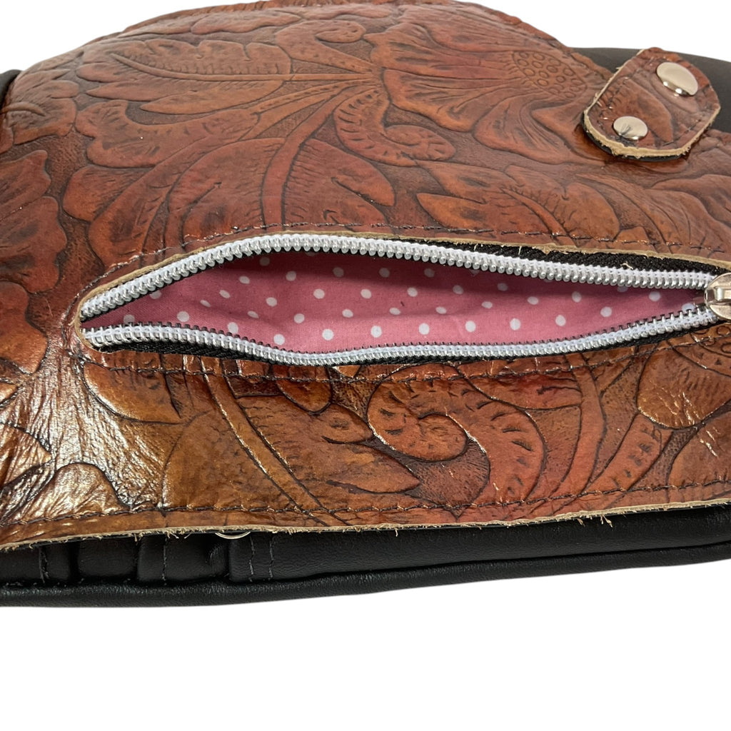 Handmade Leather floral sling Bag for Women