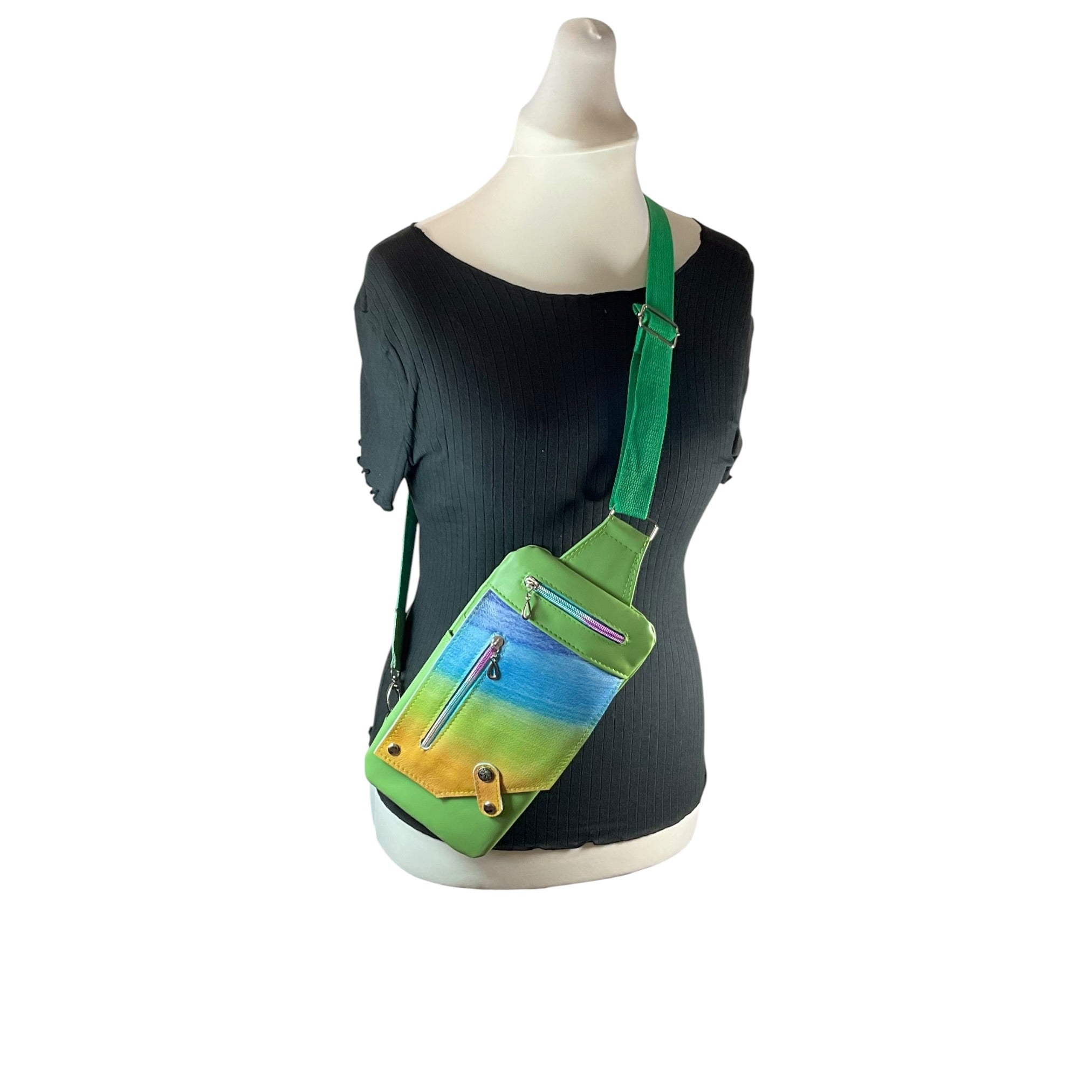 Handmade Leather rainbow sling Bag for Women