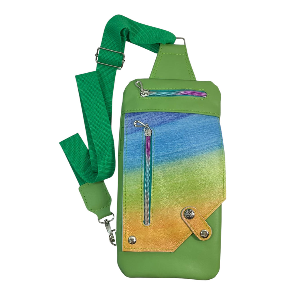 Handmade Leather rainbow sling Bag for Women