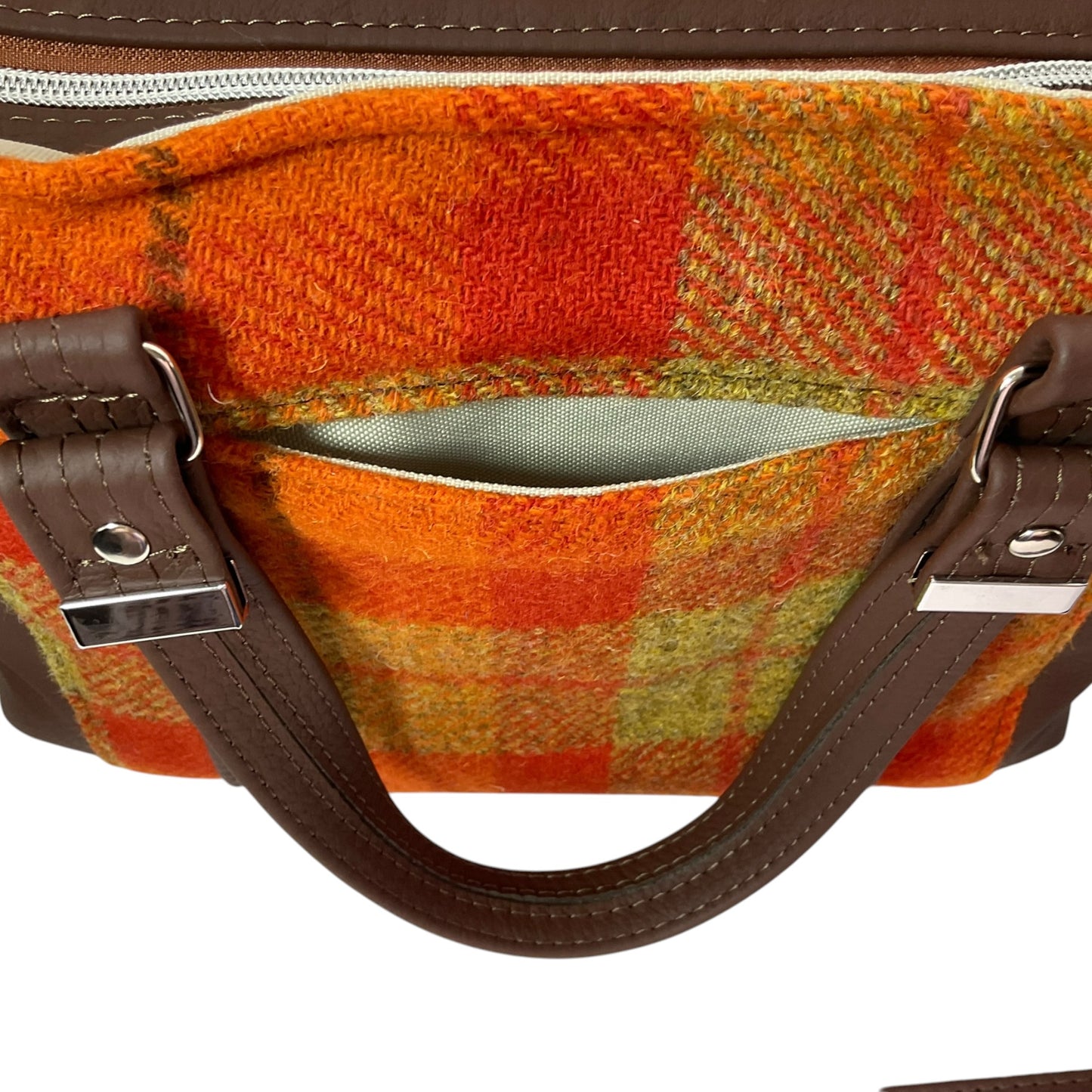 Harris tweed Crossbody Handbag with chocolate genuine leather