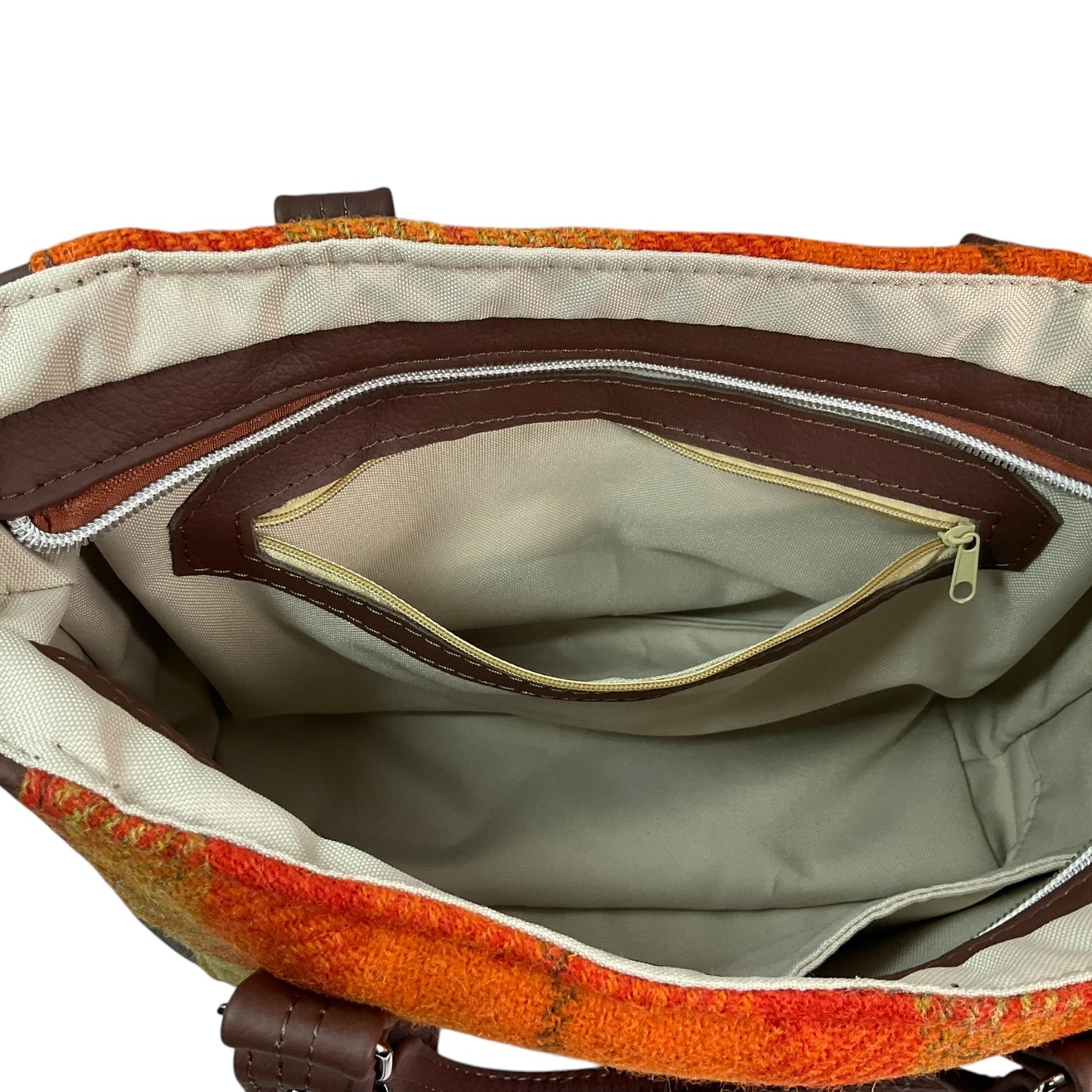 Harris tweed Crossbody Handbag with chocolate genuine leather