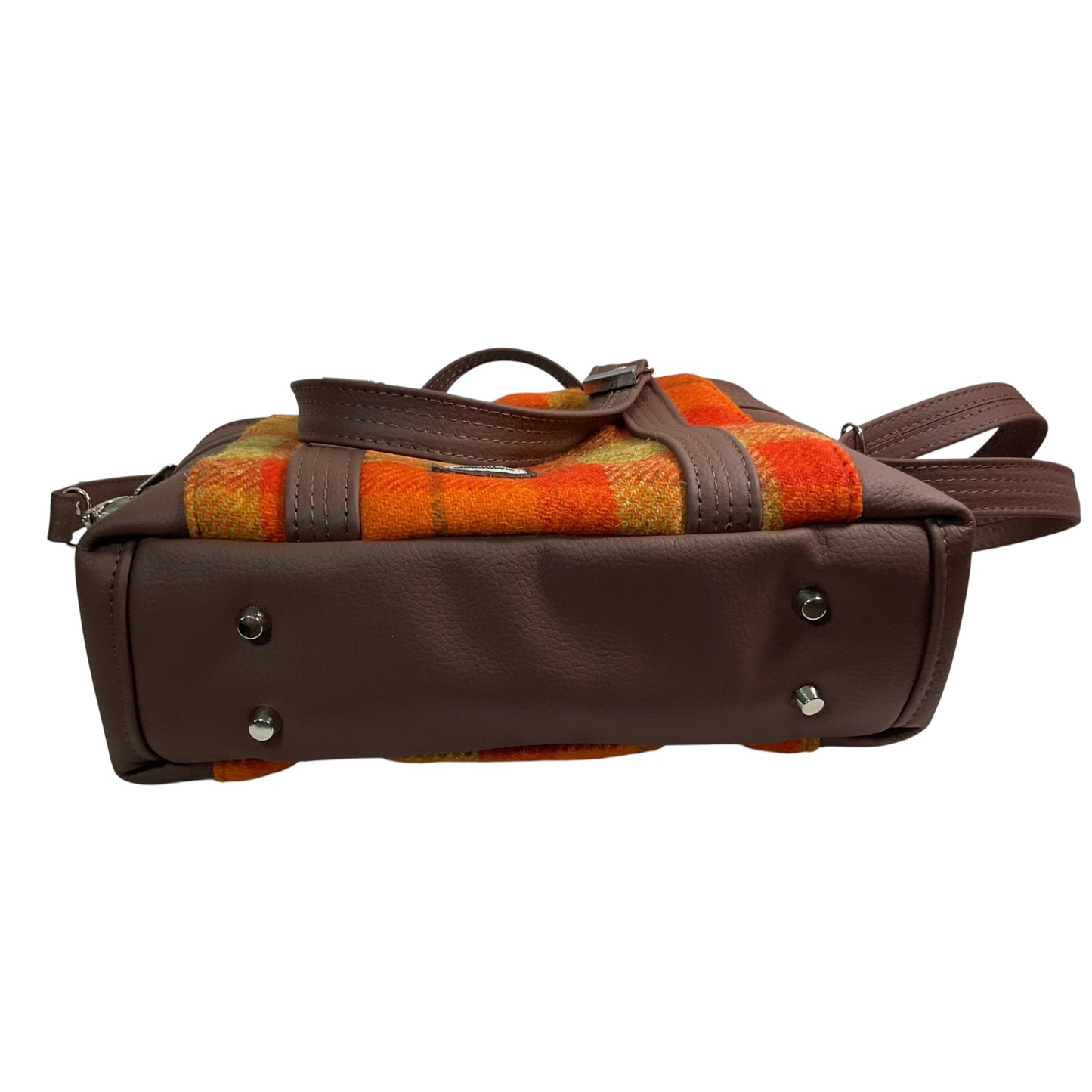 Harris tweed Crossbody Handbag with chocolate genuine leather